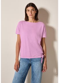 Cecil Damen T-Shirtcherry blossom pink, casual, Gr. XXL, gestreift, Stoff, 65% Polyester, 32% Baumwolle, 3% Elasthan, Shirts, mit Knoten am Saum