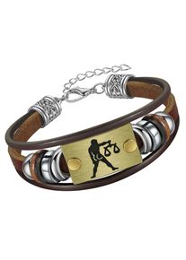 Firetti Armband "Schmuck Geschenk Armschmuck Armkette Edelstein Sternzeichen", Waage, Edelstahl-Messing-Leder, bunt, Edelstahl, Messing, Leder,
