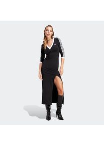 Damen Maxikleid "MAXI DRESS V", schwarz, sportlich, Gr. XL, adidas originals, gestreift, Obermaterial: 93% Baumwolle, 7% Elasthan, Kleider