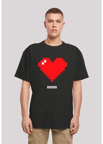 F4NT4STIC Herren T-Shirt "Pixel Herz Good Vibes Happy People", schwarz, casual, Gr. 5XL, Obermaterial: 100% Baumwolle, Shirts, Print