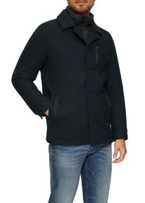 s.Oliver Herren Cabanjacke, blau, casual, Gr. XXL, unifarben mit Farbeinsatz, Web, Obermaterial: 100% Polyester, Jacken, mit Knopfleiste,