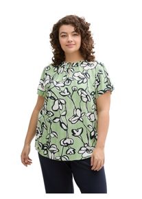 Tom Tailor PLUS Damen Kurzarmblusefresh spring floral design, casual, Gr. 44, bedruckt, Obermaterial: 100% Viskose, Blusen, mit All-Over Print