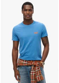 Superdry Herren Rundhalsshirt "ESSENTIAL LOGO EMB TEE", blau, modisch, Gr. XL, unifarben, Single Jersey, Obermaterial: 100% Baumwolle, Shirts