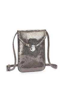 Lascana Damen Umhängetasche, braun, Polyester, metallic, glänzend, Snakeprint, geprägtes Muster, Taschen, im coolen Metallic Look, Minibag,