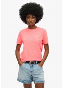 Superdry Damen T-Shirt "ESSENTIAL LOGO GD POCKET TEE", rot, casual, Gr. XS, unifarben, Single Jersey, Obermaterial: 100% Baumwolle, Shirts