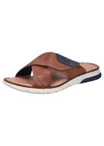 Rieker Herren Pantolette, Gr. 44, braun, Lederimitat, Basic, Schuhe, Sommerschuh, Schlappen, Klettschuh, mit Klettriemchen