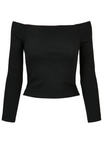Urban Classics Damen Langarmshirt "Urban Classics Damen Ladies Off Shoulder Rib Longsleeve", schwarz, casual, Gr. XXL, unifarben, 97% Baumwolle, 3%