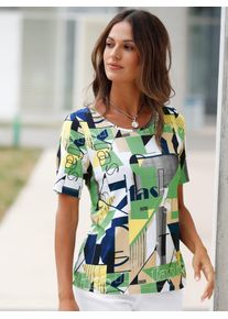 Inspirationen Damen Print-Shirt "Shirt", blau, Gr. 36, bedruckt, gemustert, mehrfarbig, 95% Viskose, 5% Elasthan, Shirts