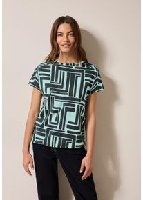Cecil Damen T-Shirtslate khaki, casual, Gr. S, bedruckt, Jersey, Obermaterial: 50% Baumwolle, 50% Modal, Shirts, mit All-Over Print