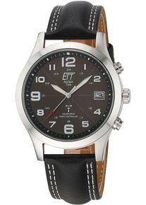 ETT Herren Funkuhr "Gobi", schwarz, Armbanduhren, Armbanduhr, Herrenuhr, Datum, Solar, Lederarmband