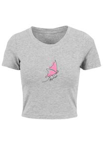 Merchcode Herren T-Shirt "Merchcode Damen Ladies Fly High Cropped Tee", grau, klassisch, Gr. XL, unifarben, 95% Baumwolle, 5% Elasthan, Shirts