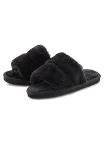 Vivance Damen Pantolette "Hausschuh, Plüsch Hausschuhe, Mule, offener Schuh", Gr. 42, schwarz, Obermaterial: 100% Textilmaterial. Futter: 100%