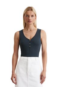 Marc O'Polo MARC O'POLO Damen T-Shirt "mit Knopfleiste"muted blau, casual, Gr. XXL, unifarben, Obermaterial: 97% Baumwolle, 3% Elasthan, Shirts