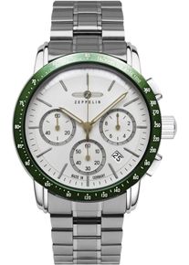 Zeppelin Herren Chronograph "New York"silberfarben, weiß, Armbanduhren, Quarzuhr, Armbanduhr, Herrenuhr, Made in Germany, analog, Tag