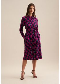 Seidensticker Damen Sommerkleid "Schwarze Rose", pink, Gr. 48, bedruckt, 97% Viskose 3% Elastan, Kleider, Langarm Kragen Druck