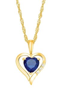 Amor Damen Kette mit Anhänger "Herz, 2014270", Gelbgold 375, L: 45cm, blau, Gelbgold 375, Halsketten, mit Zirkonia (synth.)