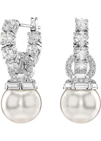 Swarovski Damen Paar Creolen "Schmuck Geschenk Matrix Drop-Ohrhänger, 5691716", Metall-Perlen, silber, Metall, Perlen, Ohrringe, mit Swarovski