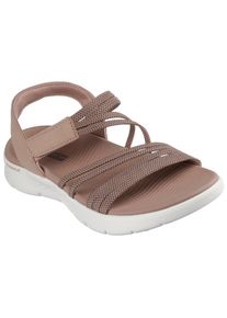 Skechers Damen Sandale "GO WALK FLEX SANDAL", Gr. 40, beige, Textil, Lederimitat, meliert, casual, Schuhe, Schlupfschuh, Sommerschuh, Plateausandale