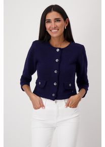 monari Damen Strickjacke "Jacke Basic Strick Flamme", blau, modisch, Gr. 36, unifarben, Strick, Obermaterial: 100% Baumwolle, Strickjacken, Mit