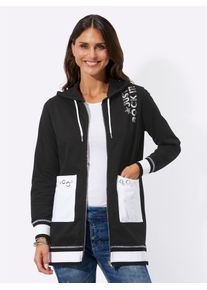 Inspirationen Damen Shirtjacke "Sweatjacke", schwarz-weiß, Gr. 40, gemustert, mehrfarbig, unifarben, 50% Baumwolle, 50% Polyester, Shirts