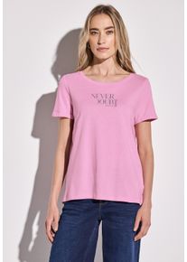 Street One Damen T-Shirt, rosa, casual, Gr. 38, bedruckt, Web, Stoff, 50% Baumwolle, 50% Modal, Shirts, mit Rundhalsausschnitt