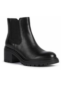 Geox Damen Chelseaboots "D DAMIANA", Gr. 37, schwarz, Glattleder, Textil, modisch, Schuhe, Blockabsatz, Stiefelette, zum Schlupfen