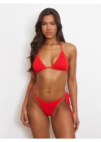 MODA MINX Damen Bikini-Hose "Scrunch Tie", rot, Gr. XL, unifarben, 97% Polyamid, 3% Elasthan, Badehosen, mit seitlicher Bindung