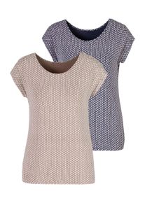 Vivance Damen T-Shirt, blau, casual, Gr. 32, gemustert, Obermaterial: 95% Viskose (LENZING ECOVERO), 5% Elasthan, Shirts, mit elastischem Saum