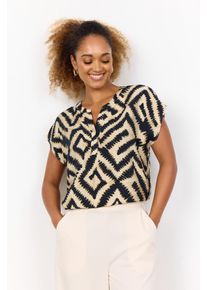 soyaconcept Damen Kurzarmbluse "SC-PIXI 1"sand combi, modisch, Gr. L, gemustert, Web, Obermaterial: 85% Viskose, 15% Nylon, Blusen