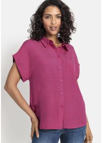 Lascana Damen Hemdbluse, pink, casual, Gr. 32, unifarben, Web, Obermaterial: 58% Viskose, 28% Baumwolle, 14% Leinen, Blusen, aus Leinenmix mit
