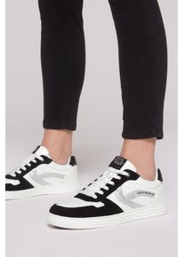 SOCCX Damen Sneaker, Gr. 37, schwarz, Synthetik, Leder, mehrfarbig, casual, Schuhe, mit Zehenkappe aus Veloursleder