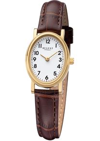 Regent Uhren REGENT Damen Quarzuhr "F1306 - 3235.45.19", braun, Armbanduhren, Armbanduhr, Damenuhr, Mineralglas, Lederarmband, oval, analog