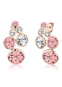 Elli Damen Paar Ohrstecker "Ohrstecker Kristalle Glamour rosegold", OneSize,mit Steinen, Silber 925 (Sterlingsilber), rosa, Silber 925