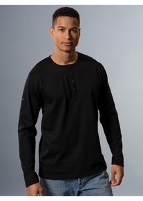 TRIGEMA Herren Longsleeve "TRIGEMA Langarmshirt mit Knopfleiste", schwarz, casual, Gr. S, 100% Baumwolle, Shirts