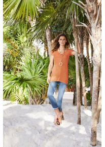 Heine Damen Longshirt "Longshirt", orange, Gr. 34, unifarben, 100% Seide, Shirts