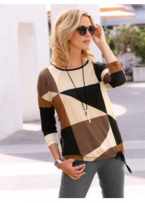CRÉATION L CREATION L Damen 3/4-Arm-Shirt "Shirt", braun, Gr. 38, gemustert, mehrfarbig, 95% Viskose, 5% Elasthan, Shirts