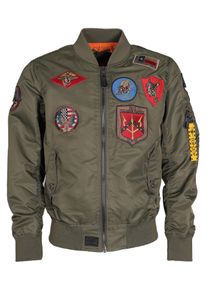 Top Gun Herren Bomberjacke "TG2024001", grün, Gr. S, Oberstoff: 100% Nylon / Futter: 100% Polyester / Strick: 100% Polyester / Kragen: 100%