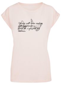 Merchcode Herren T-Shirt "Merchcode Damen Ladies Spring Saying Extended Shoulder Tee", pink, casual, Gr. XS, bedruckt, 100% Baumwolle, Shirts