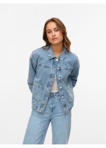 Véro Moda VERO MODA Damen Jeansjacke "VMJAMIE LS DENIM SHACKET MIX NOOS", blau, modisch, Gr. S, unifarben, Web, Obermaterial: 80% Baumwolle, 20% Polyester,