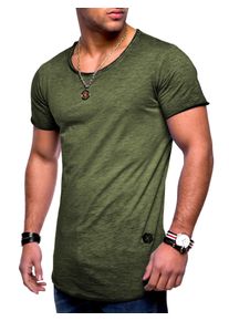 behype Herren T-Shirt "DUST", grün, casual, Gr. M, unifarben, 100% Baumwolle, Shirts, mit Rundhals-Ausschnitt