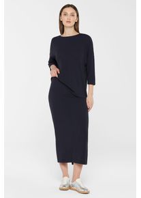 Damen Sweater, blau, casual, Gr. ML, SENSES.THE LABEL, unifarben, Material: 60% Viskose, 36% Polyester, 4% Elasthan, Sweatshirts, mit überschnittenen