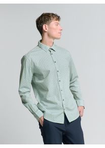 NO EXCESS Herren Langarmhemd "NO EXCESS Stretchhemd mit Print Shirt Stretch Allover Printed", blau, casual, Gr. L, 97% Baumwolle, 3% Elasthan, Hemden