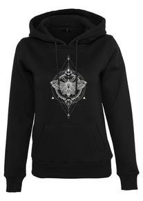 MisterTee Damen Rundhalspullover "MisterTee Damen Ladies Moth Hoody", schwarz, casual, Gr. XS, unifarben, 65% Baumwolle, 35% Polyester, Pullover