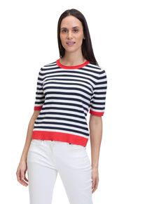 Betty Barclay Damen Kurzarmshirt "Betty Barclay Basic-Pullover mit Streifen", blau, casual, Gr. 42, Strick, Obermaterial: 72% Viskose, 28% Polyamid.,