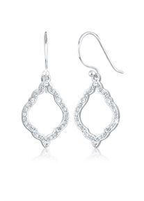 Elli Damen Paar Ohrhänger "Ohrhänger lang Ornament Glas Kristalle Weiß 925 Sterling Silber", OneSize,mit Steinen, Silber 925 (Sterlingsilber),