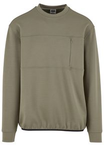 Urban Classics Herren Rundhalspullover "Urban Classics Scuba Zip Pocket Crew", grün, casual, Gr. 5XL, unifarben, 95% Polyester, 5% Elasthan, Pullover
