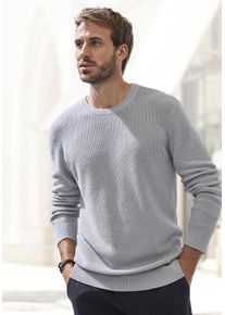 John Devin Herren Strickpullover, grau, casual, Gr. S, unifarben, Strick, Rippstrick, Obermaterial: 50% Baumwolle, 50% Polyacryl, Pullover, Pullover