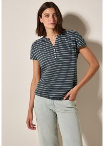 Cecil Damen T-Shirtslate khaki, casual, Gr. XL, gestreift, Web, 100% Baumwolle, Shirts, mit Elastiksaum