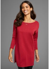 Laura Scott Damen Longpullover, rot, feminin, Gr. 34, clean, unifarben, Strick, Obermaterial: 70% Viskose, 30% Polyamid, Pullover, mit Schnürung am
