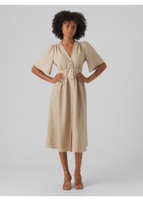 Véro Moda VERO MODA Damen Midikleid "VMMELANEY 2/4 BLK DRESS WVN NOOS"overcast detail:melange, modisch, Gr. S, meliert, Web, Obermaterial: 100% Polyester,